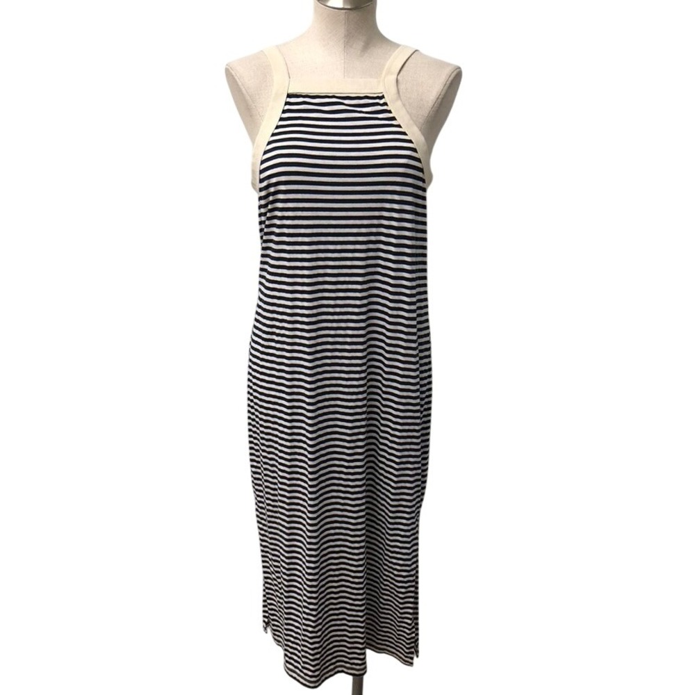 t.la Dress Womens Small Blue White Striped Sleeveless Midi‎ Tank Slit Nautical